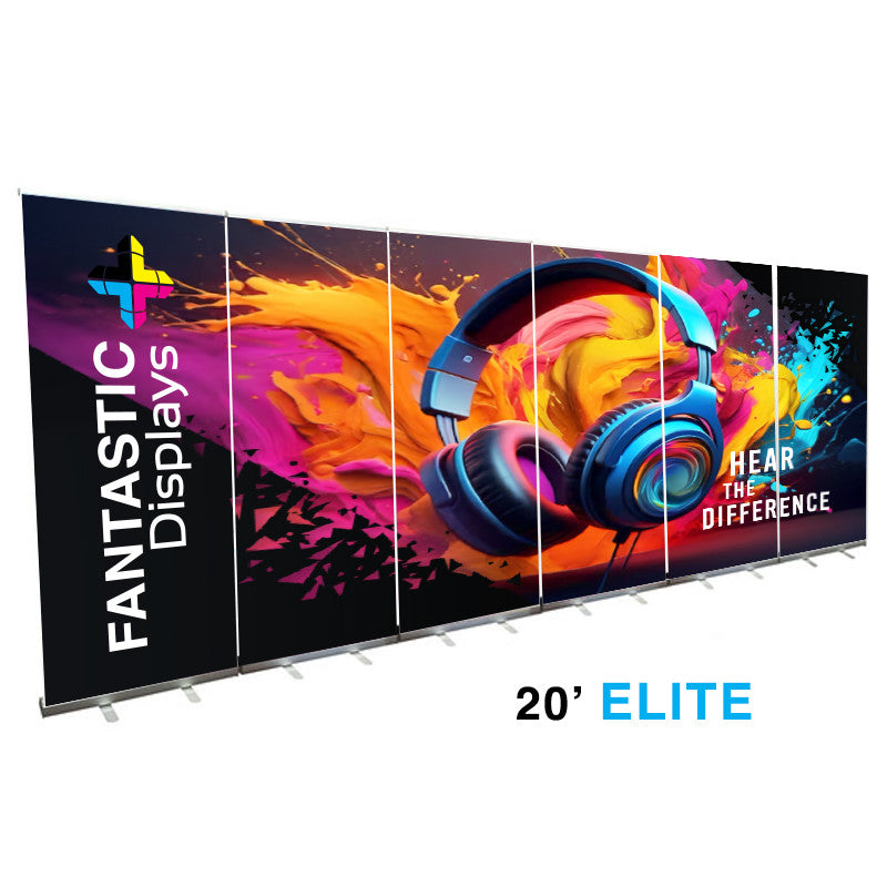 20ft. Retractable Banner Stand Wall - Economy Trade Show Backdrop