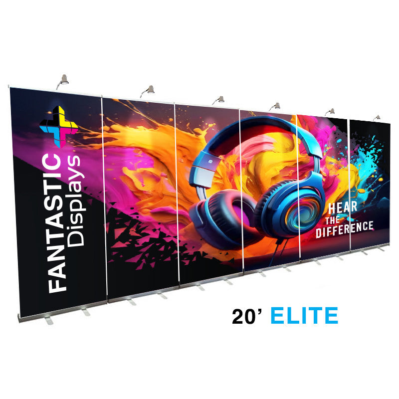 20ft. Retractable Banner Stand Wall - Economy Trade Show Backdrop (BSE20W)
