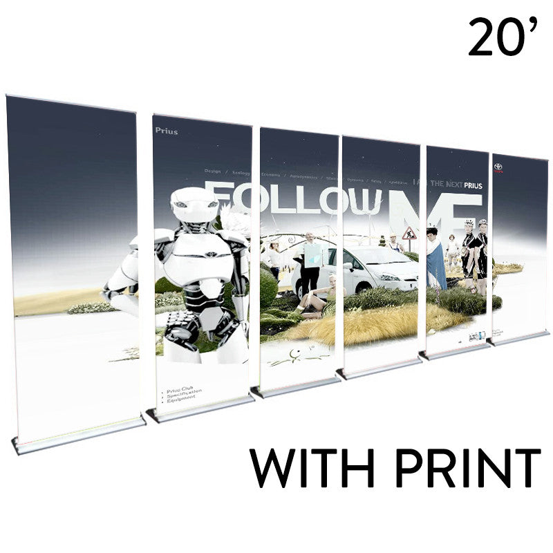 20ft. Retractable Banner Stand Wall - Professional Trade Show Backdrop