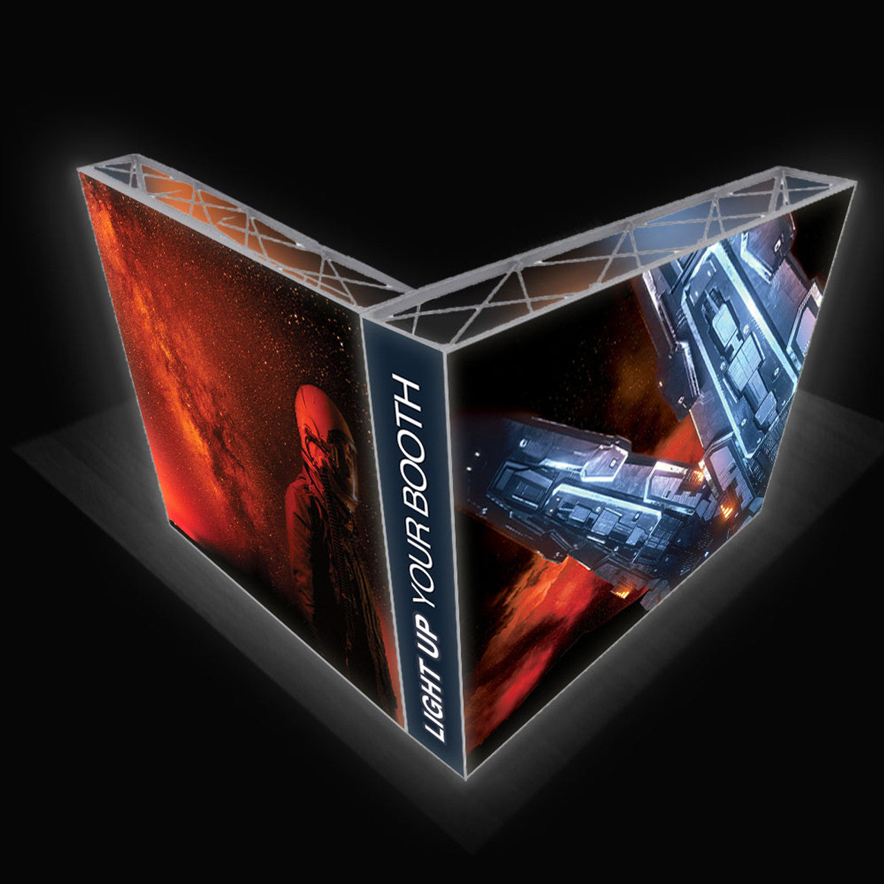 Firefly Backlit L-Shaped Corner SEG Trade Show Booth Environment