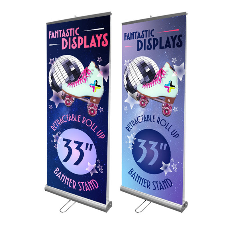 33" Double Sided Retractable Roll Up Banner Stand