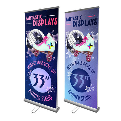 33" Double Sided Retractable Roll Up Banner Stand
