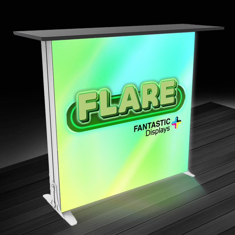Flare 45" x 40" Backlit Trade Show Double-Sided SEG Display Counter