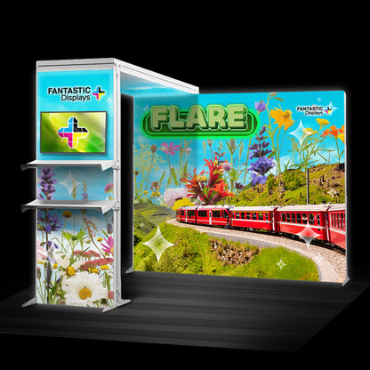 Flare 10x10 Backlit Trade Show Booth Kit Backdrop & Arch SEG Display