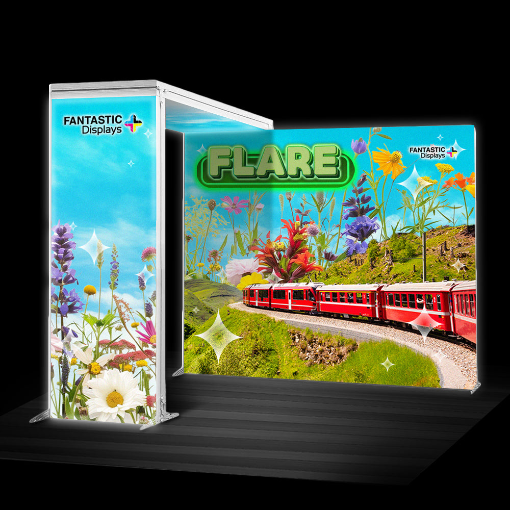 Flare 10x10 Backlit Trade Show Booth Kit Backdrop & Arch SEG Display