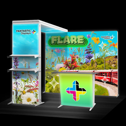 Flare 10x10 Backlit Trade Show Booth Kit Backdrop & Arch SEG Display