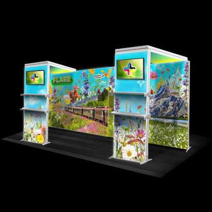 Flare 20ft. Backlit Trade Show Booth Backdrop Wall + Arches Kit SEG Display