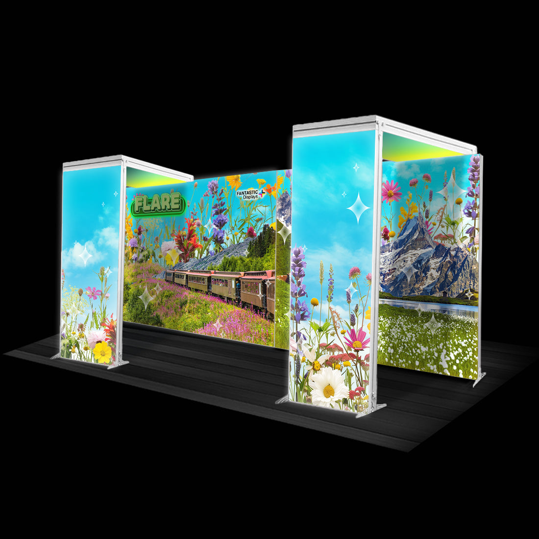 Flare 20ft. Backlit Trade Show Booth Backdrop Wall + Arches Kit SEG Display