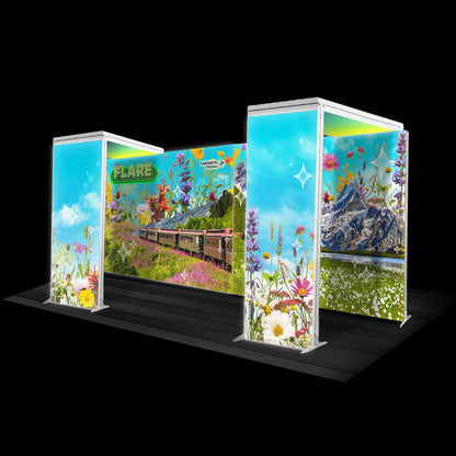 Flare 20ft. Backlit Trade Show Booth Backdrop Wall + Arches Kit SEG Display