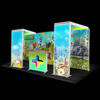 Flare 20ft. Backlit Trade Show Booth Backdrop Wall + Arches Kit SEG Display