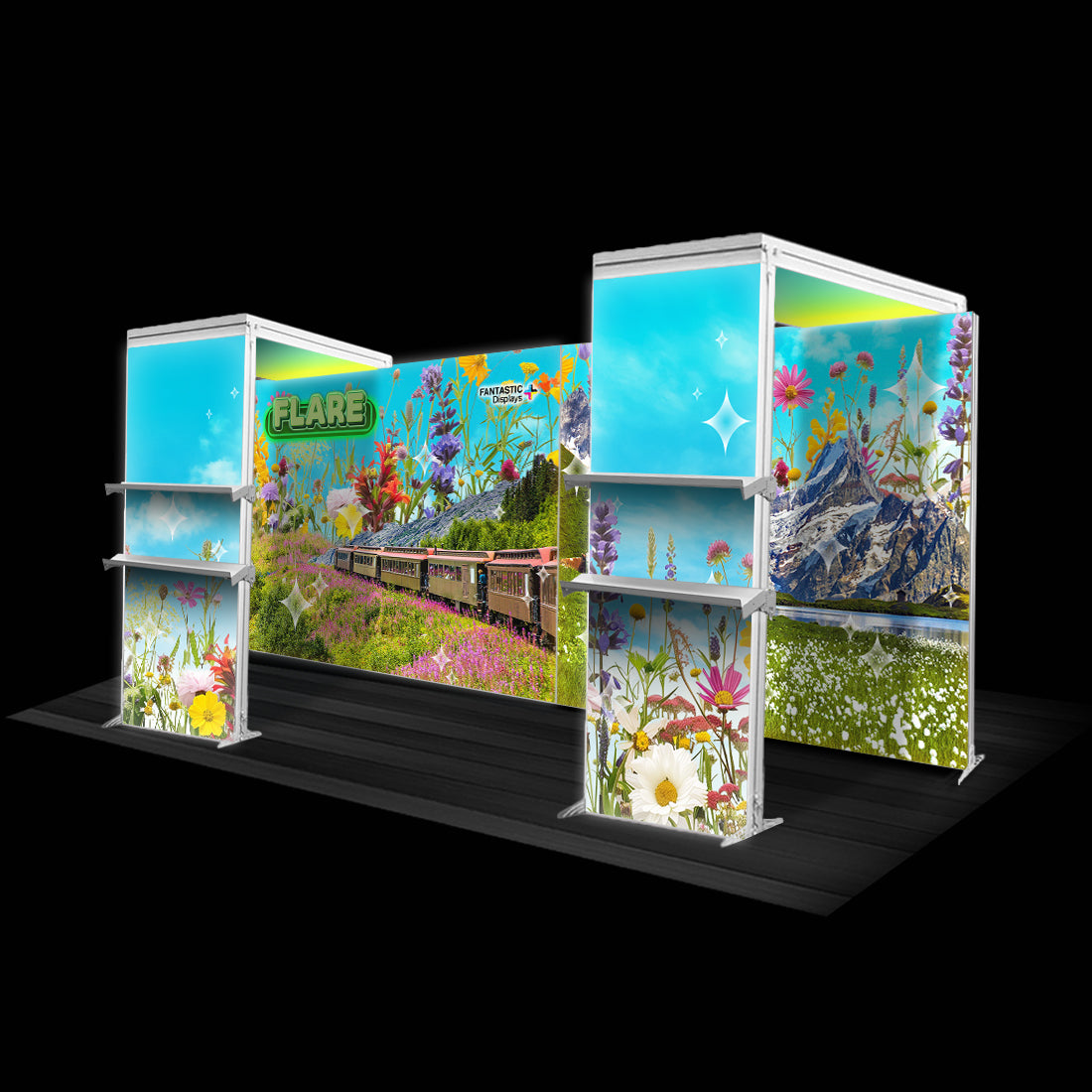 Flare 20ft. Backlit Trade Show Booth Backdrop Wall + Arches Kit SEG Display