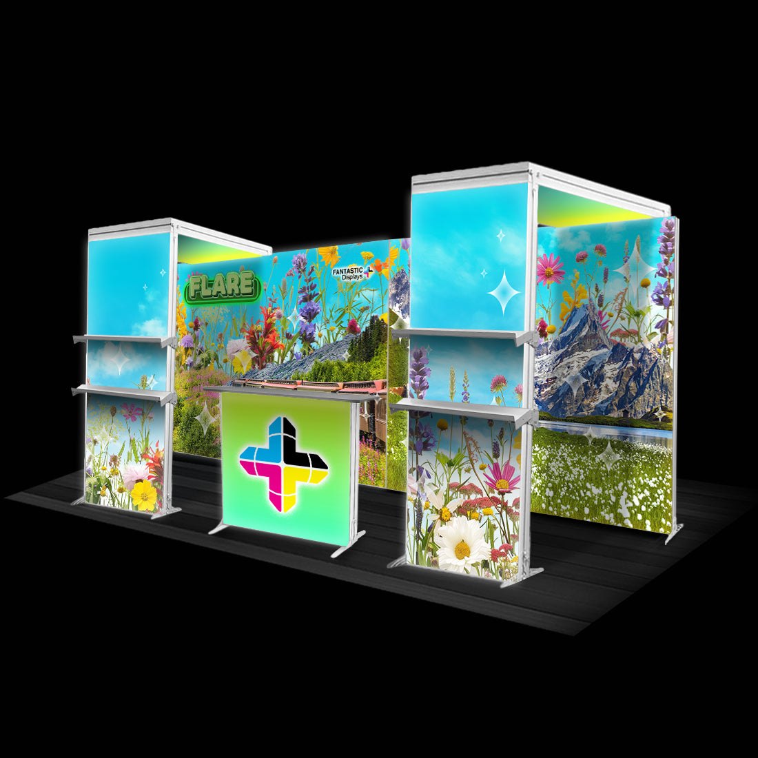 Flare 20ft. Backlit Trade Show Booth Backdrop Wall + Arches Kit SEG Display
