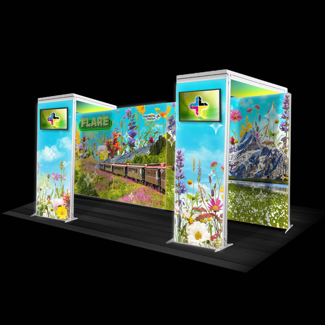 Flare 20ft. Backlit Trade Show Booth Backdrop Wall + Arches Kit SEG Display