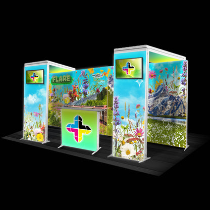 Flare 20ft. Backlit Trade Show Booth Backdrop Wall + Arches Kit SEG Display
