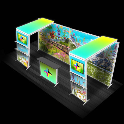 Flare 20ft. Backlit Trade Show Booth Backdrop Wall + Arches Kit SEG Display