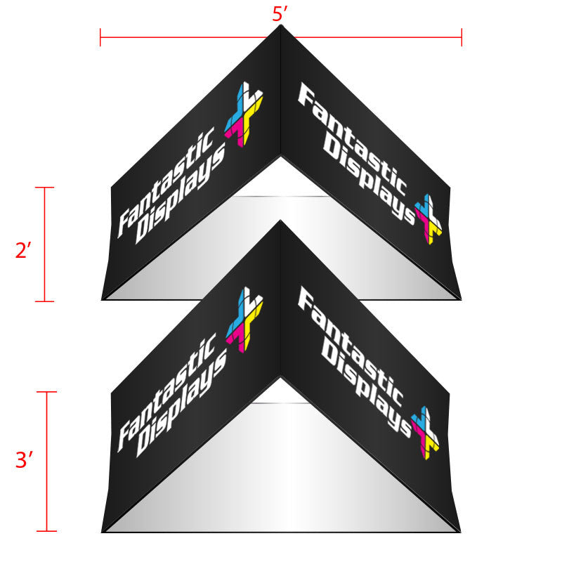 5ft. Triangular Hanging Banner - Trade Show Booth Overhead Display Sign