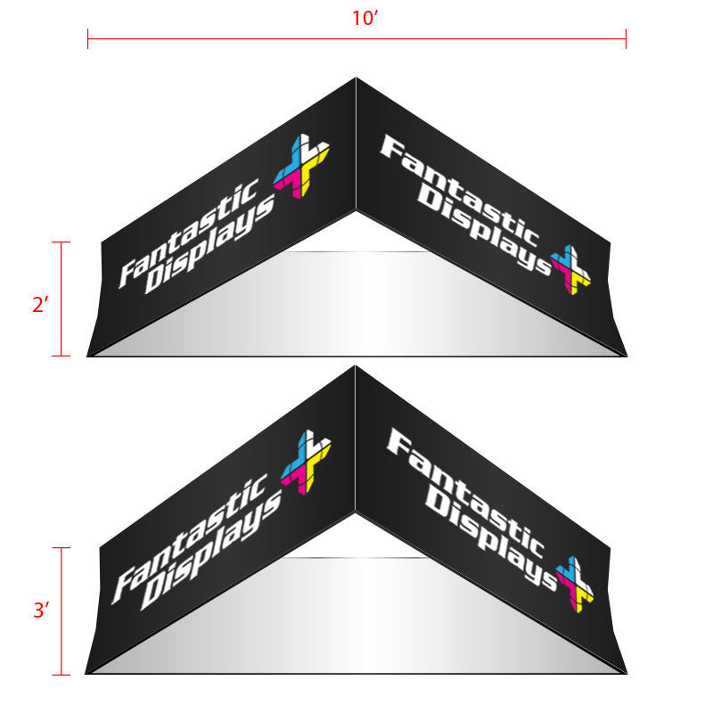 10ft. Triangular Hanging Banner - Trade Show Booth Overhead Display Sign