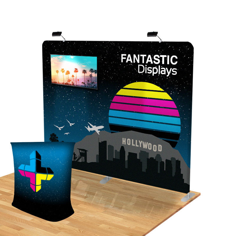 10ft. TV Integrated Straight Fabric Tube Display for Trade Shows (POP04TV)