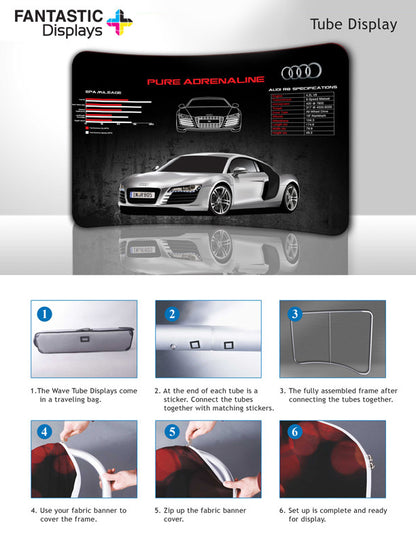 6ft. Curved Fabric Tube Table Top Display for Trade Shows